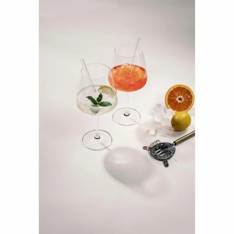 Schott Zwiesel Drinks-Set After Work 9-tlg., 4 Gläser mit Glastrinkhalmen und Bürste, Glas, 130014