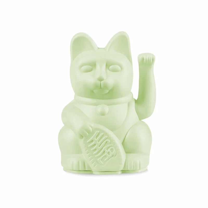 Donkey Products Winkekatze Lucky Cat Mini Maneki Neko, Glücksbringer, Kunststoff, Light Green, 9.8 cm, 330536