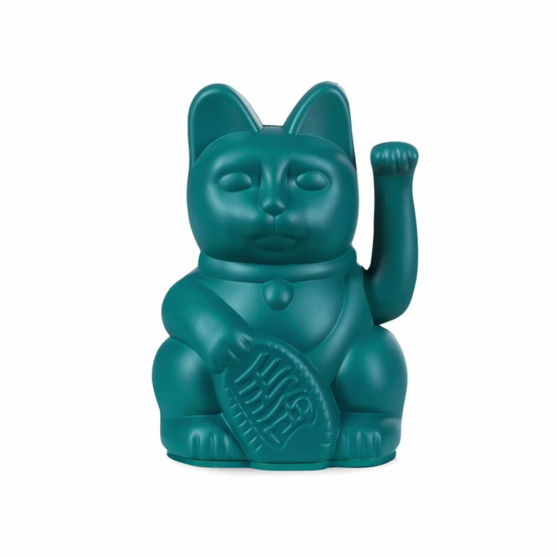 Donkey Products Winkekatze Lucky Cat Mini Maneki Neko, Glücksbringer, Kunststoff, Green, 9.8 cm, 330537