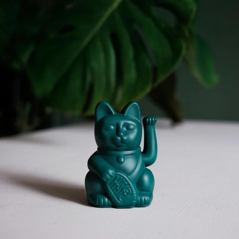 Donkey Products Winkekatze Lucky Cat Mini Maneki Neko, Glücksbringer, Kunststoff, Green, 9.8 cm, 330537