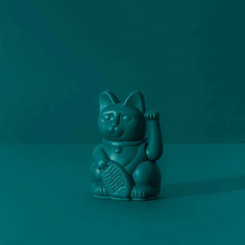 Donkey Products Winkekatze Lucky Cat Mini Maneki Neko, Glücksbringer, Kunststoff, Green, 9.8 cm, 330537