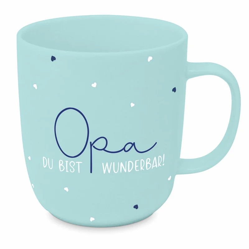 PPD Opa Mug 2.0 D@H, Henkelbecher, Kaffeetasse, Becher, Tasse, New Bone China, Petrol / Türkis, 400 ml, 561102075