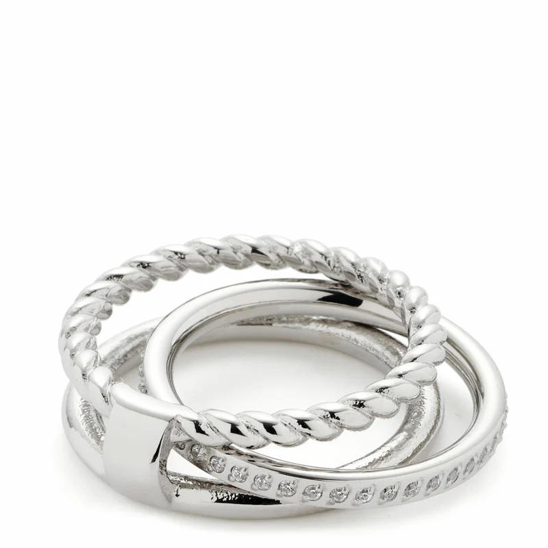 Leonardo Jewels Ring 17 Mascha, 2er Set, Fingerring, Fingerschmuck, Schmuck, Edelstahl, Zirkonia, Silber, 021745