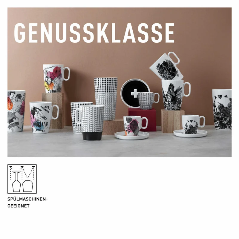 Ritzenhoff Espresso-Tasse mit Untertasse Genussklasse 003, Christine Kordes, Porzellan, 97 ml, 3721003