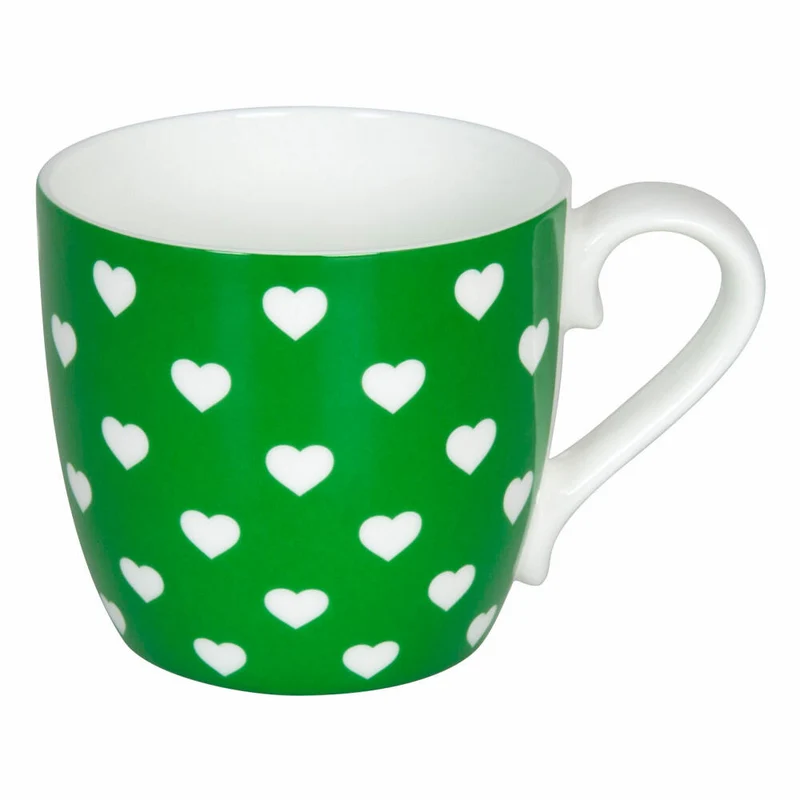 Könitz Hearts Apple Becher, Herzen, Tasse, Kaffeetasse, Bone China, Grün, 400 ml, 11 2 057 2334