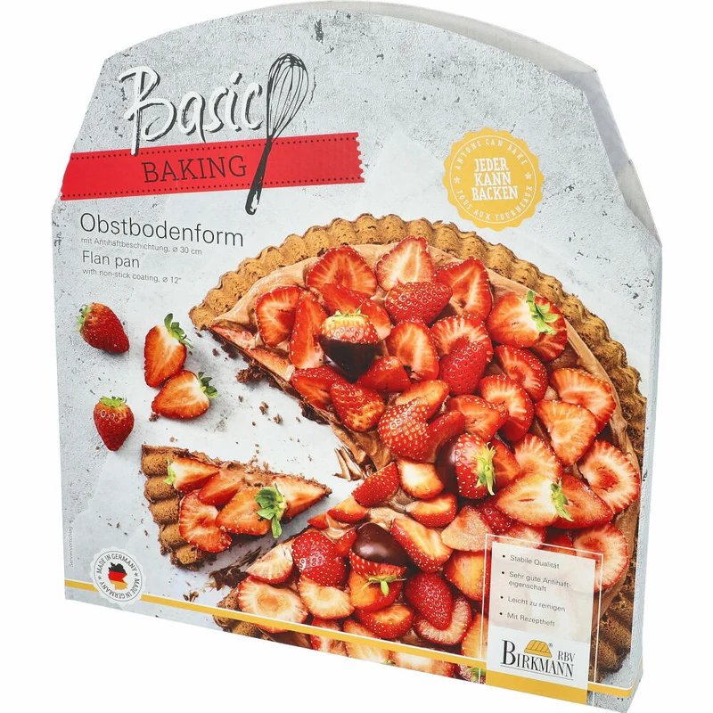 Birkmann Basic Baking Obstbodenform, Kuchenform, Kuchenbackform, Backform, Obstboden, Karbonstahl, Ø 30 cm, 883147