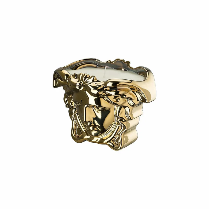 Rosenthal Versace Tischlicht mit Duftwachs Medusa Grande Gold, Materialmix, 13.5 cm, 14493-426157-24871