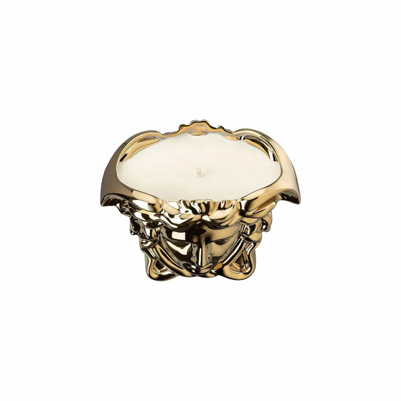 Rosenthal Versace Tischlicht mit Duftwachs Medusa Grande Gold, Materialmix, 13.5 cm, 14493-426157-24871