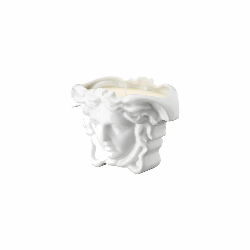 Rosenthal Versace Tischlicht mit Duftwachs Medusa Grande White, Materialmix, 13.5 cm, 14493-800001-24871