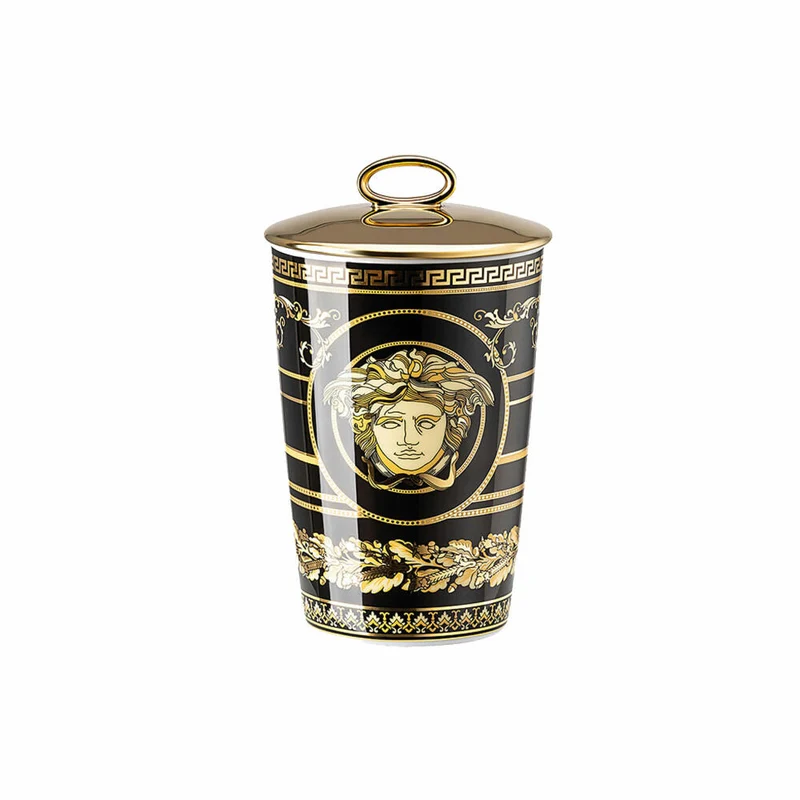 Rosenthal Versace Tischlicht 2-tlg. mit Duftwachs Virtus Gala Black, Materialmix, 14 cm, 14402-403729-24868