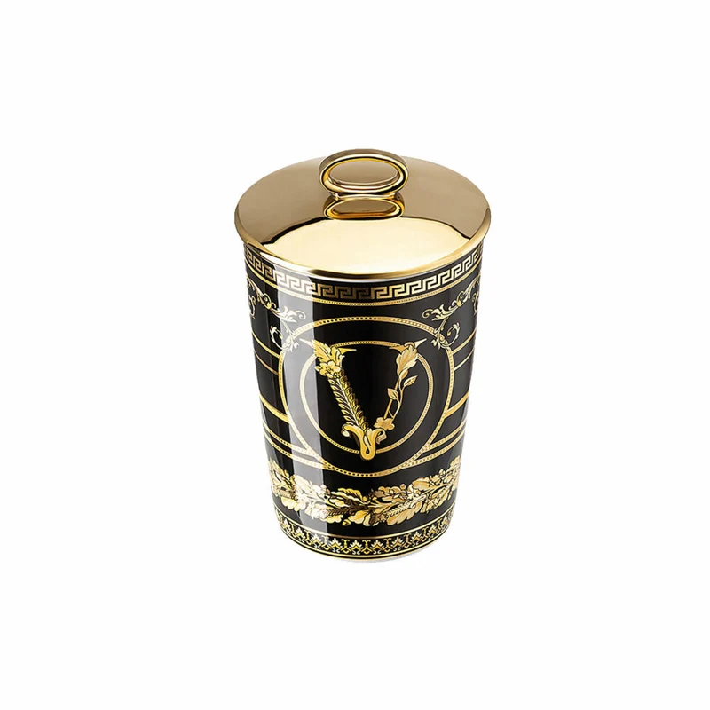 Rosenthal Versace Tischlicht 2-tlg. mit Duftwachs Virtus Gala Black, Materialmix, 14 cm, 14402-403729-24868