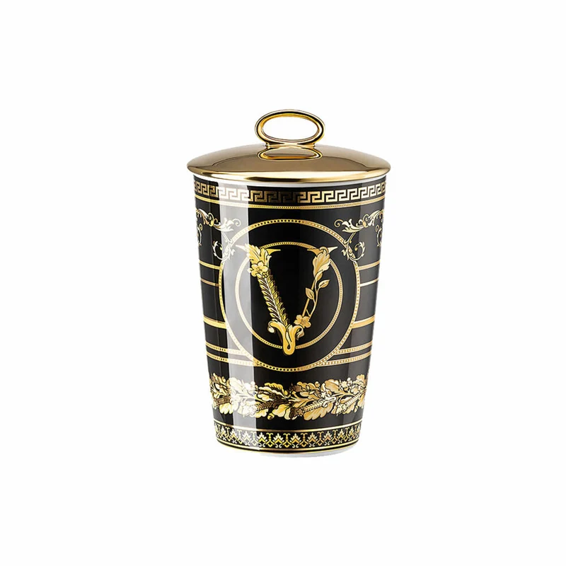Rosenthal Versace Tischlicht 2-tlg. mit Duftwachs Virtus Gala Black, Materialmix, 14 cm, 14402-403729-24868