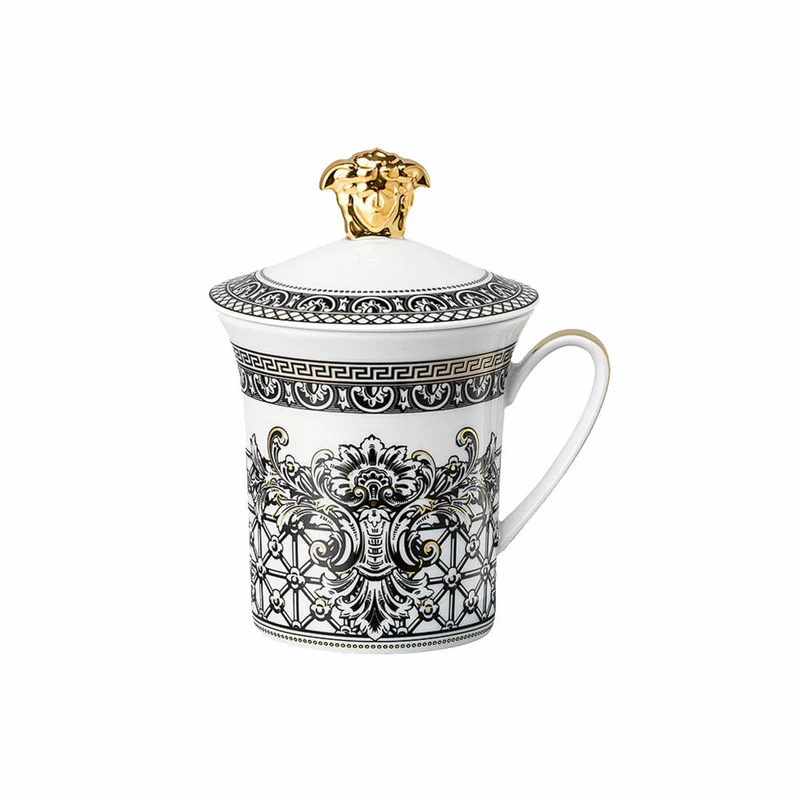 Rosenthal Versace Becher mit Deckel 30 Years Collection Marqueterie, Porzellan, 350 ml, 19315-409618-28700