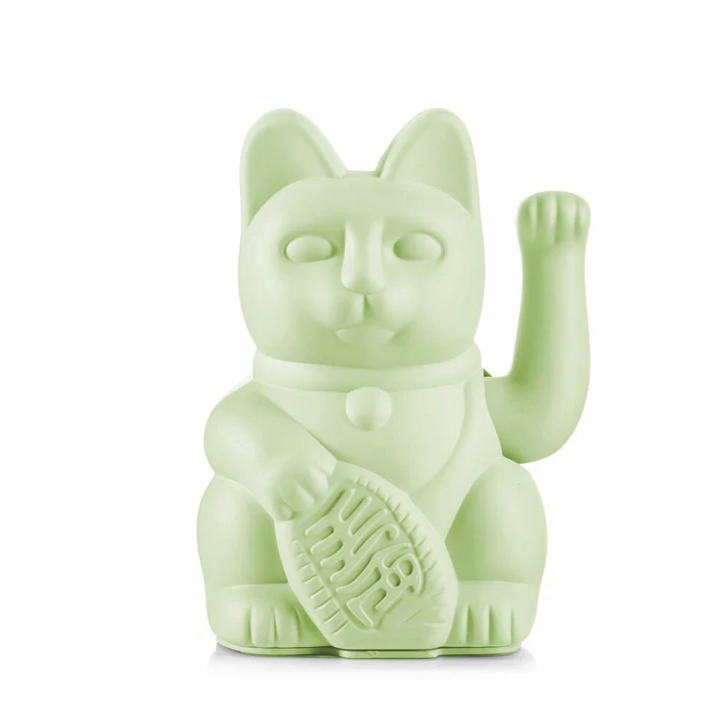 Donkey Products Winkekatze Lucky Cat Maneki Neko, Glücksbringer, Kunststoff, Light Green, 15 cm, 330548