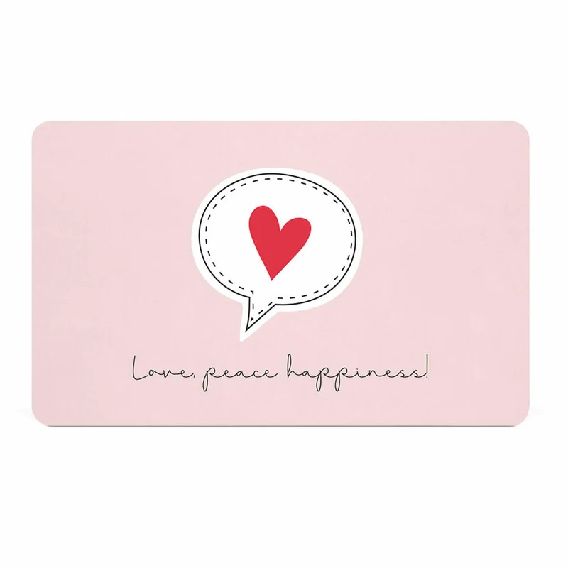 PPD Love, peace, happiness D@H Tray, Frühstücksbrettchen, Brettchen, Frühstück, Resopal, Weiß / Schwarz, 14.3 x 23.3 cm, 586002072