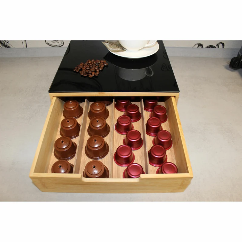 5five Simply Smart Kapselregal mit Schublade, Kaffeekapselständer, Holz mit Glasplatte, 167753