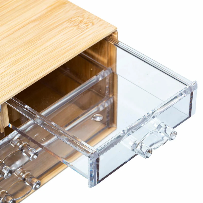 5five Simply Smart Schmuckbox Selena mit 4 Schubladen, Schmuckaufbewahrung, Bambus, Kunststoff, 23 x 15 x 10 cm, 174660