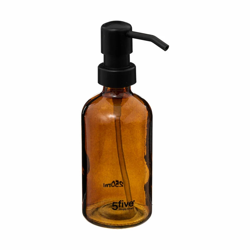 5five Simply Smart Seifenspender, Dosierspender, Glas, Kunststoff, Braun, 250 ml, 174798B
