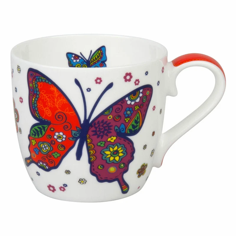 Könitz Colourful Animals Butterfly Becher, Schmetterling, Tasse, Kaffeetasse, Bone China, 415 ml, 11 2 057 2254