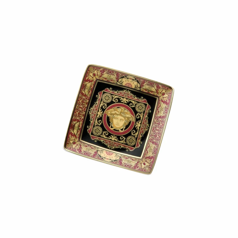 Rosenthal Versace Schälchen quadratisch flach Medusa, Porzellan, 12 cm, 11940-409605-15253