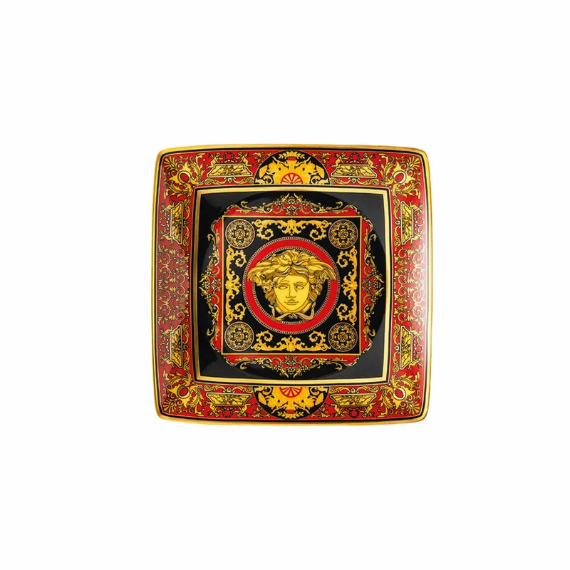 Rosenthal Versace Schälchen quadratisch flach Medusa, Porzellan, 12 cm, 11940-409605-15253
