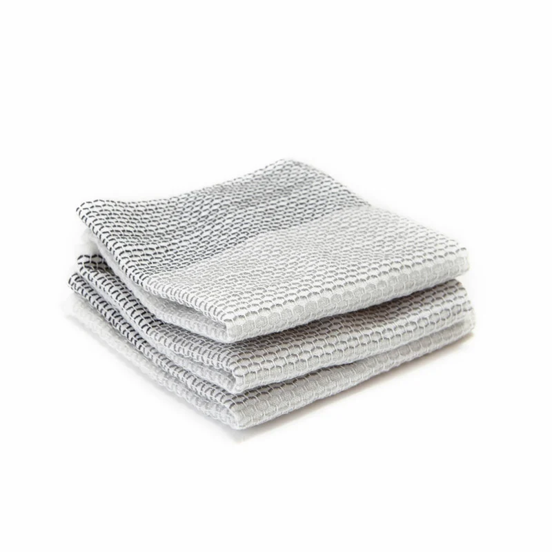 Full Circle Home Geschirrtücher Tidy 3er Set, Küchenhandtücher, 100% Baumwolle, Grau, 30 x 30 cm, FC10206GY