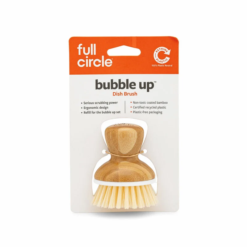 Full Circle Home Spülbürste Bubble Up, Reinigungsbürste, Bambus, Recycling-Kunststoff, Weiß, FC12115W
