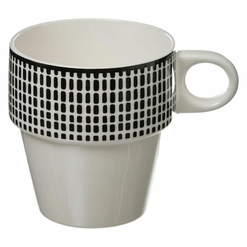 SG Secret de Gourmet Kaffeetassen 4er-Set Bohemia mit Ständer, Becher, Porzellan, Schwarz / Weiß, 260 ml, 154138