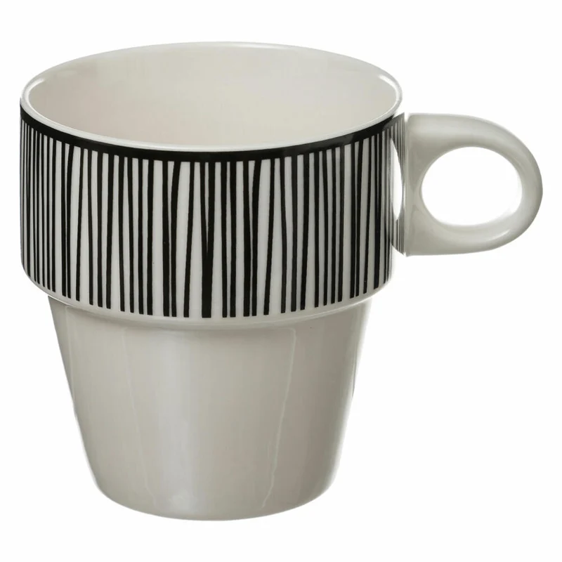 SG Secret de Gourmet Kaffeetassen 4er-Set Bohemia mit Ständer, Becher, Porzellan, Schwarz / Weiß, 260 ml, 154138