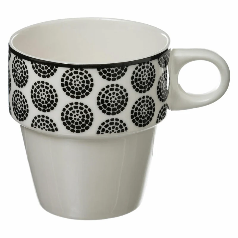 SG Secret de Gourmet Kaffeetassen 4er-Set Bohemia mit Ständer, Becher, Porzellan, Schwarz / Weiß, 260 ml, 154138