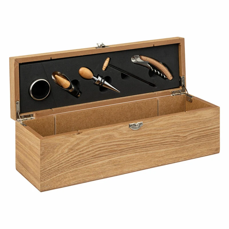 SG Secret de Gourmet Sommerlier-Set Marc mit Flaschenkiste und 5 Accessoires, Weinzubehör, Holz, 160754