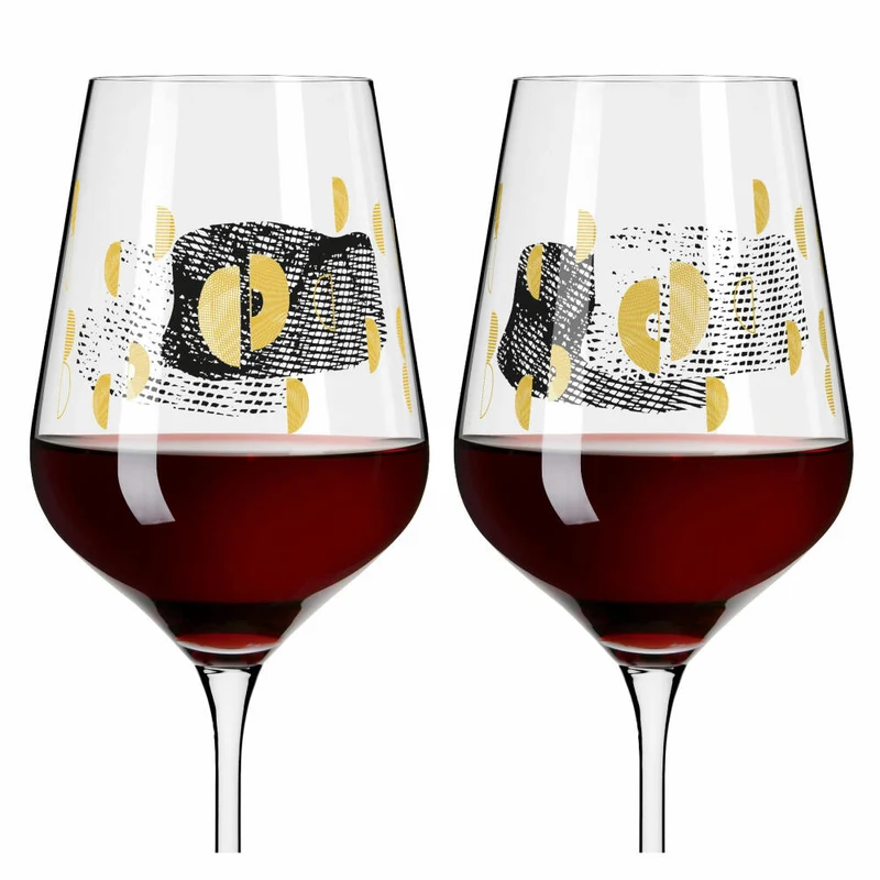 Ritzenhoff Rotweinglas 2er-Set Sagengold 002, Maike Schönebeck, Kristallglas, 570 ml, 3401002