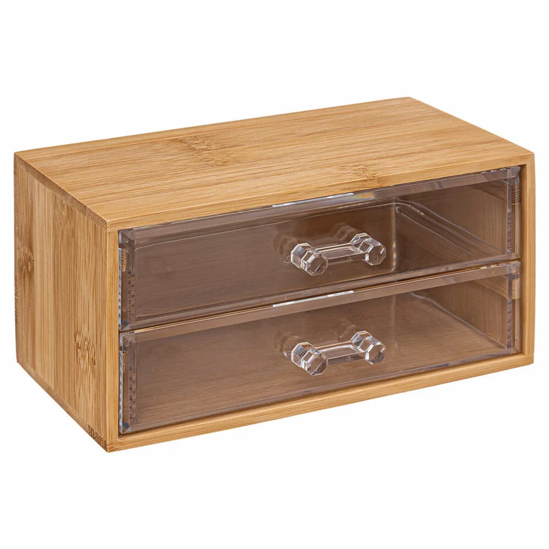 5five Simply Smart Schmuckbox Selena mit 2 Schubladen, Schmuckaufbewahrung, Bambus, Kunststoff, 19 x 11.7 x 9.6 cm, 174805