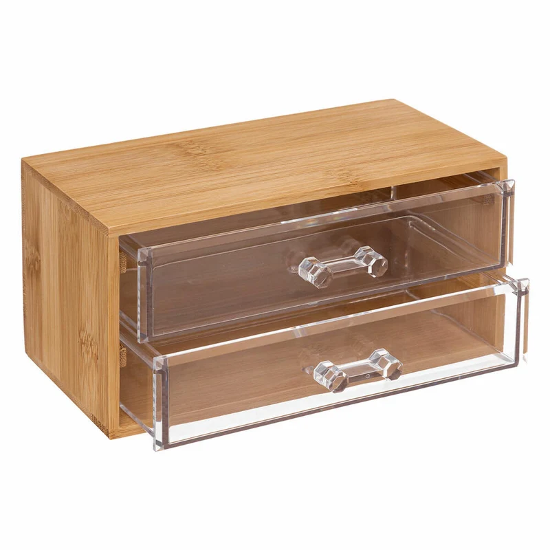 5five Simply Smart Schmuckbox Selena mit 2 Schubladen, Schmuckaufbewahrung, Bambus, Kunststoff, 19 x 11.7 x 9.6 cm, 174805