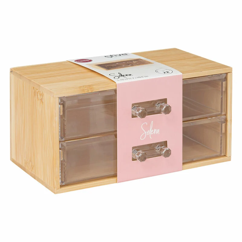 5five Simply Smart Schmuckbox Selena mit 2 Schubladen, Schmuckaufbewahrung, Bambus, Kunststoff, 19 x 11.7 x 9.6 cm, 174805