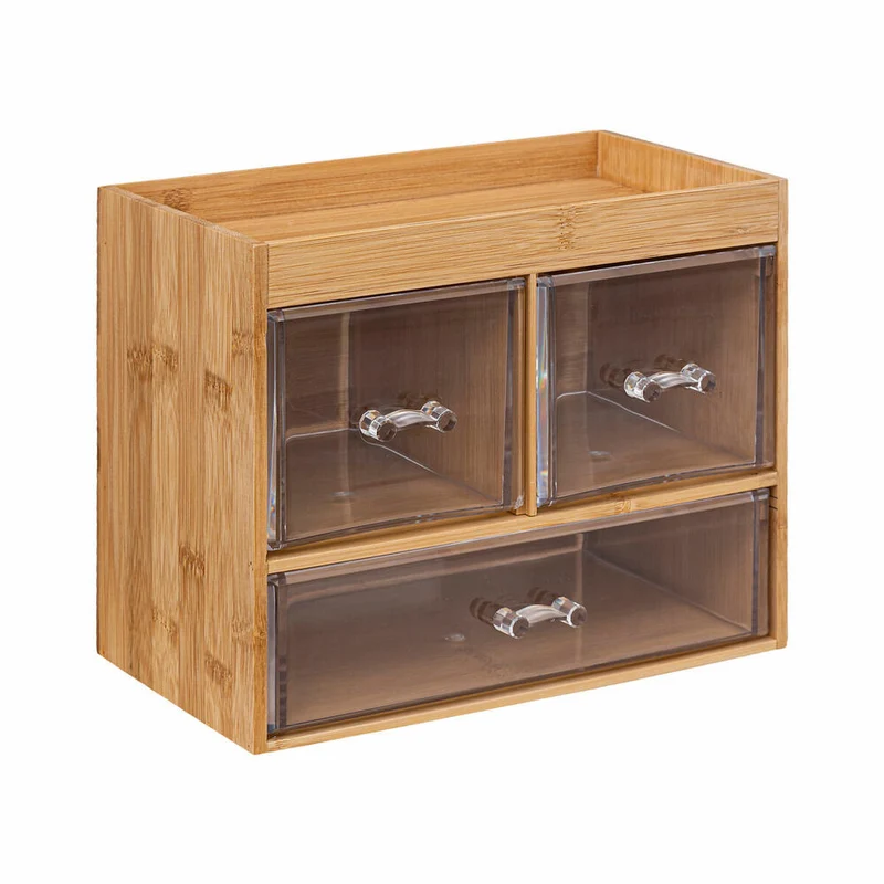 5five Simply Smart Schmuckorganizer Selena mit 3 Schubladen, Schmuckaufbewahrung, Bambus, Kunststoff, 24 x 15 x 20 cm, 174806