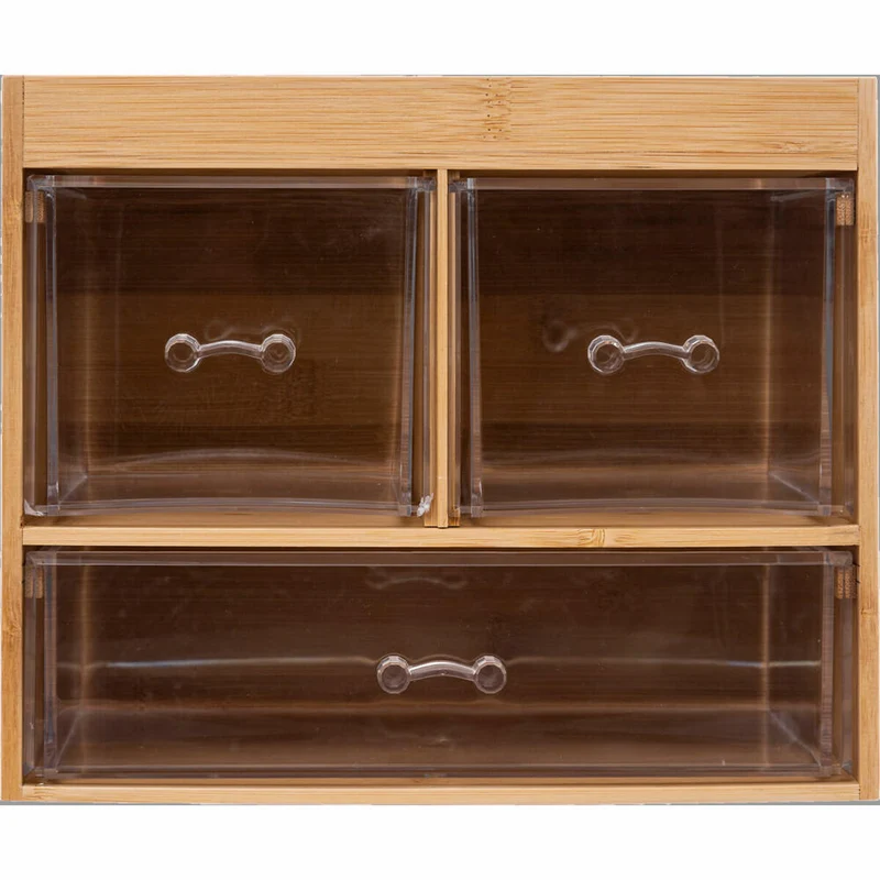 5five Simply Smart Schmuckorganizer Selena mit 3 Schubladen, Schmuckaufbewahrung, Bambus, Kunststoff, 24 x 15 x 20 cm, 174806