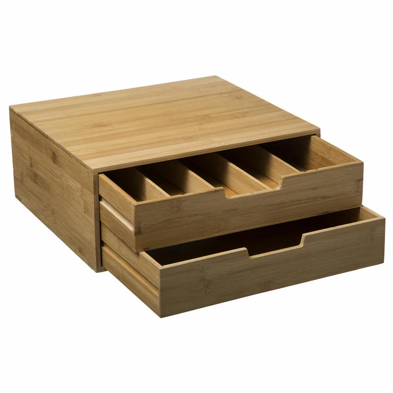 5five Simply Smart Kapselregal mit 2 Schubladen, Kaffeekapselhalter, Bambus, MDF, 34 x 31 cm, 179601