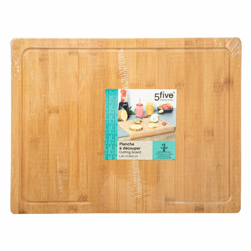 5five Simply Smart Schneidebrett mit Kantenauflage, Küchenbrett, Bambus, 45 x 34 cm, 540744114