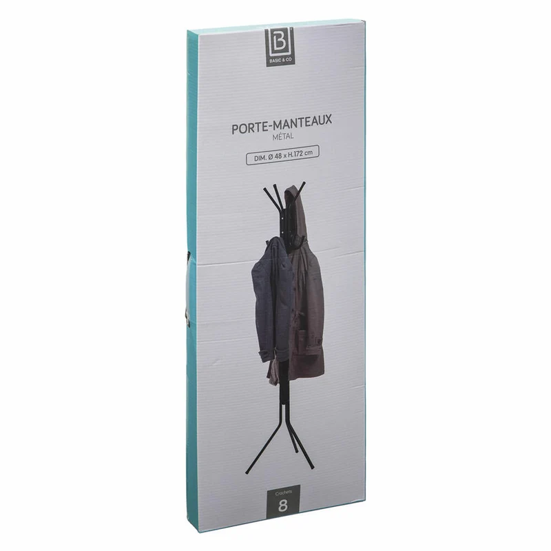 5five Simply Smart Standgarderobe mit 8 Haken, Garderobenständer, Metall, Schwarz, 1.72 m, 105490
