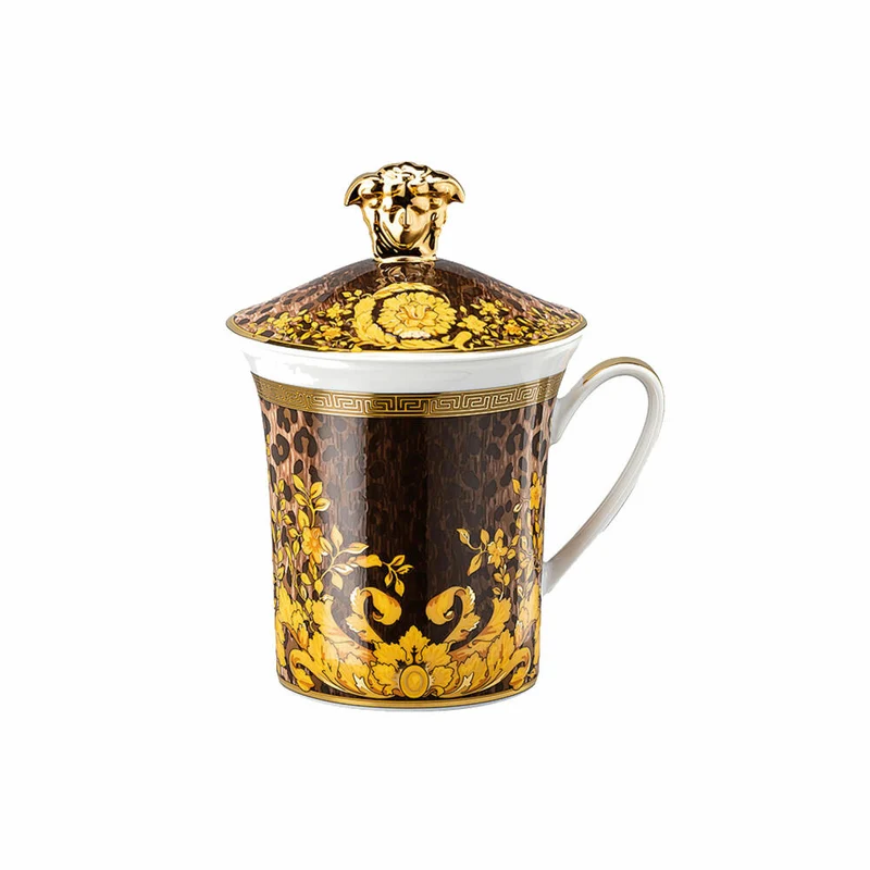 Rosenthal Versace Becher mit Deckel 30 Years Collection Wild Floralia, Porzellan, 350 ml, 19315-409980-28700