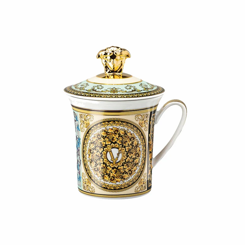 Rosenthal Versace Becher mit Deckel 30 Years Collection Barocco Mosaic, Porzellan, 350 ml, 19315-403728-28700