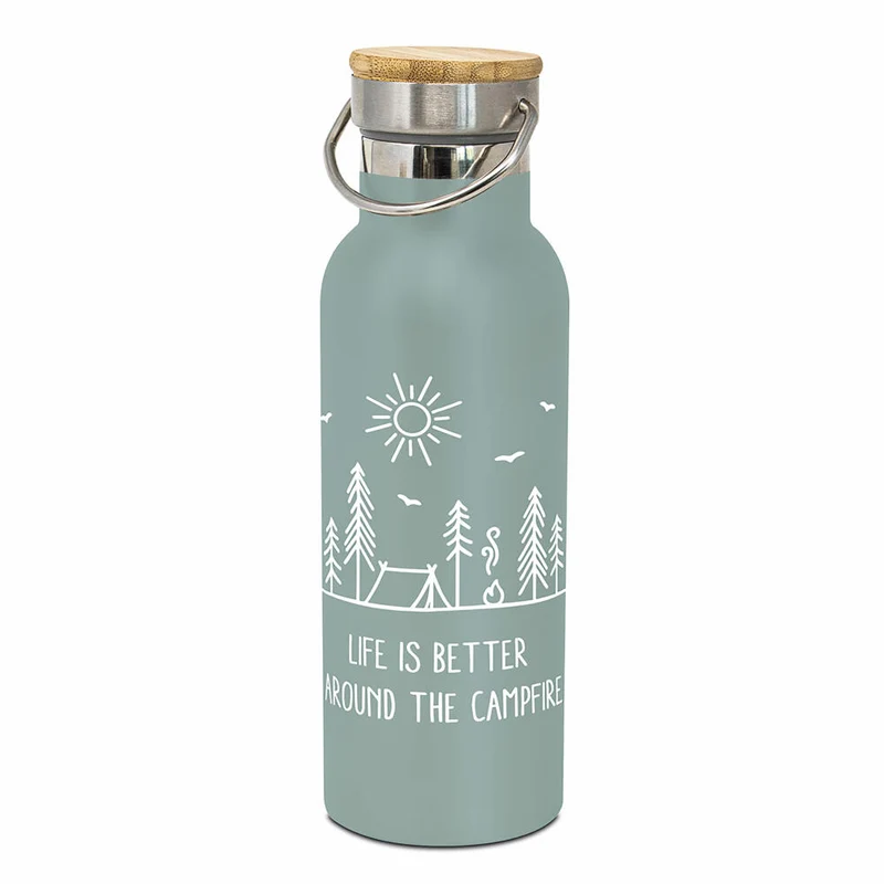 PPD Pure Campfire Steel Bottle, Trinkflasche, Wasserflasche, Flasche, Edelstahl, Grün, 500 ml, 180202320
