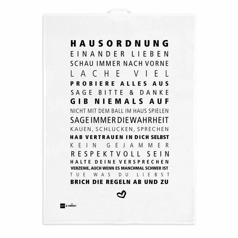 PPD Hausordnung kitchen towel, Küchenhandtuch, Geschirrtuch, Handtuch, Leinen / Baumwolle, 70 x 50 cm, 185500473