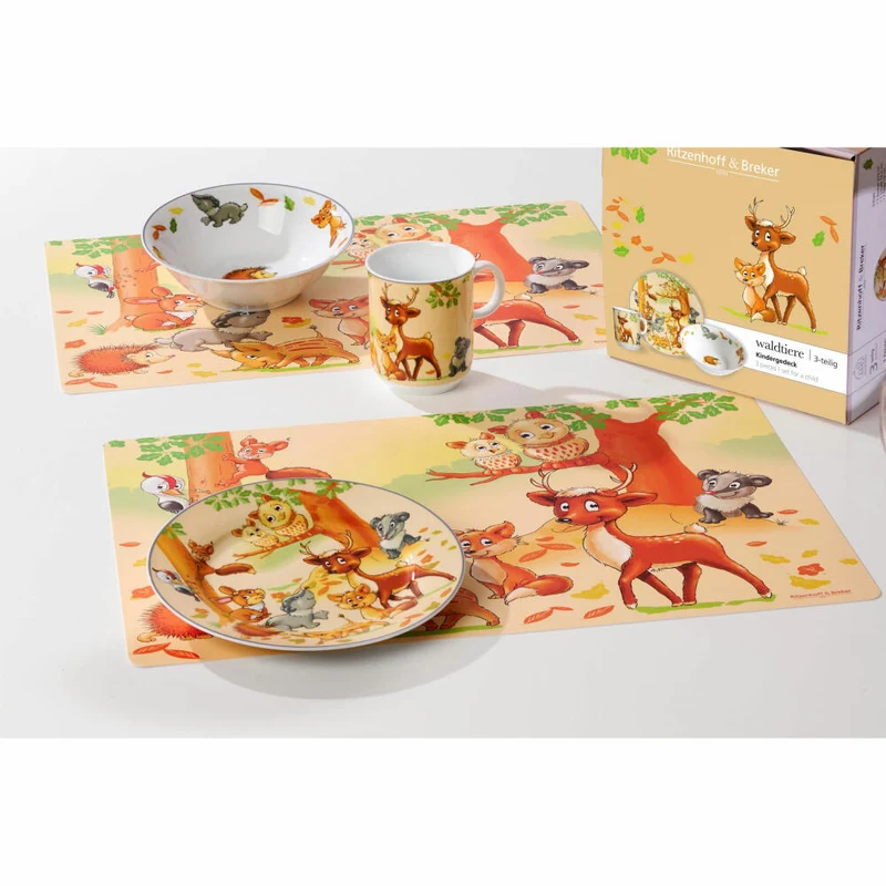 Ritzenhoff & Breker Platzmatte Waldtiere, Platzset, Platzdecke, Platzdeckchen, Kunststoff / PP, Bunt, 30 x 45 cm, 318685