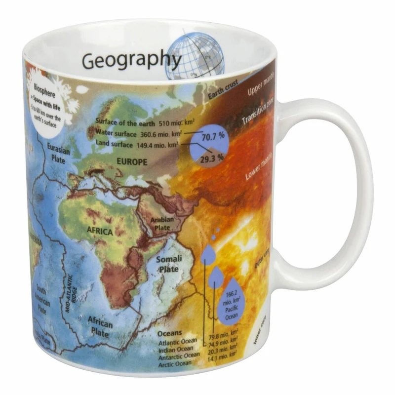 Könitz Geography Wissensbecher Englisch, Becher, Tasse, Kaffeetasse, Porzellan, 460 ml, 11 1 330 2078