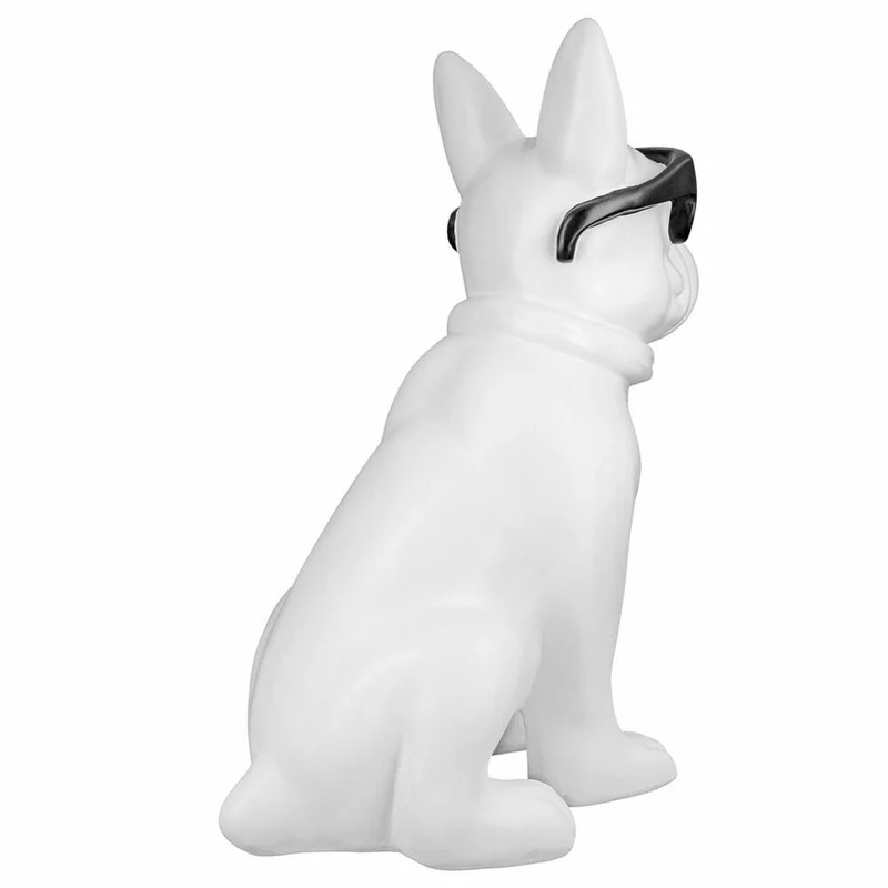 Casablanca by Gilde Poly Mops Cool Dog Sitzend, Dekofigur, Dekoration, Skulptur, Kunstharz, Weiß, H 35 cm, 37190