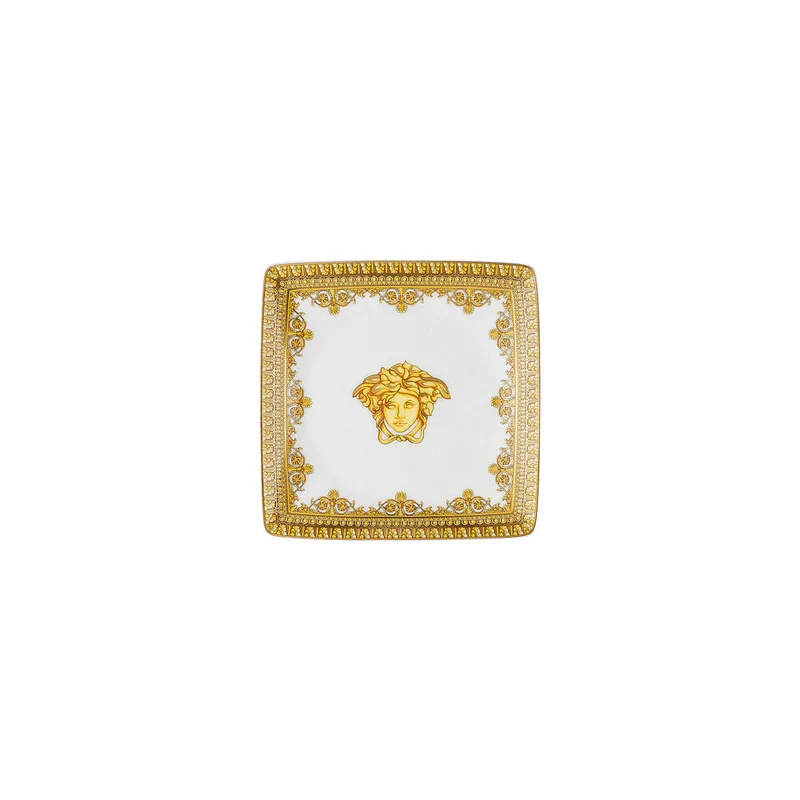 Rosenthal Versace Schälchen quadratisch flach Baroque Bianco, Porzellan, 12 cm, 11940-403652-15253