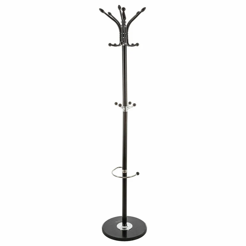 5five Simply Smart Standgarderobe mit 14 Haken und Schirmständer, Garderobenständer, Marmor, Metall, Schwarz, 116861