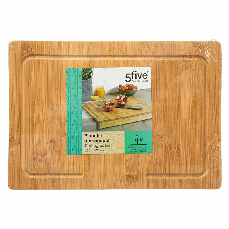 5five Simply Smart Schneidebrett mit Kantenauflage, Küchenbrett, Bambus, 35 x 24 cm, 151177